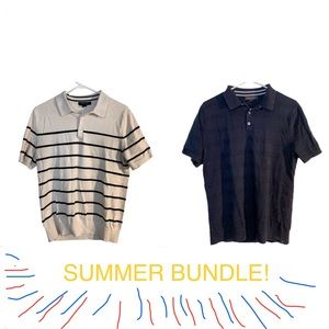 BUNDLE: (2) Banana Republic Supima Cotton Knit Polos, size M—Great Condition